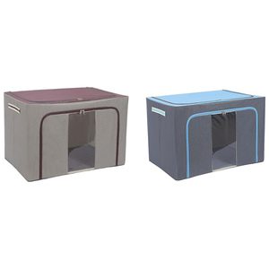 Caja de almacenamiento de tela plegable con marco de acero, organizador de contenedores para cajas de ropa, cesta, bolsa de almacenamiento de ropa de cama - Product Image 4