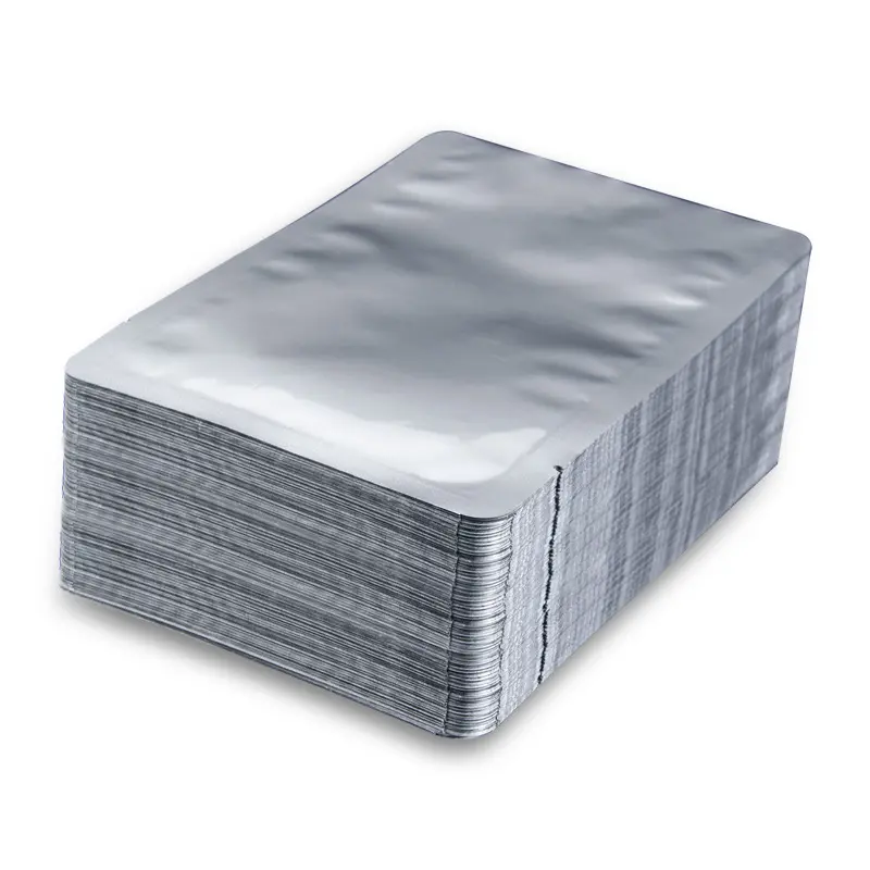 Sacchetto di alluminio saldabile a caldo in argento per uso alimentare sacchetto di imballaggio in lamina Mylar aperto