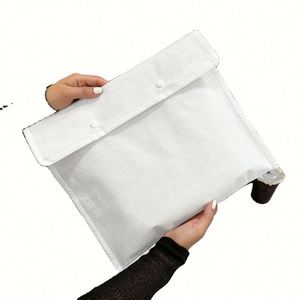 White Envelope Style Woven Shopping Bag Snap Closure Gift Packaging Handbag - Product Image 2