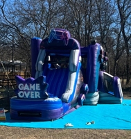 Château gonflable d'extérieur écologique à succès avec toboggan intégré, thème jeux e-sport, certifié CE, capacité 12 personnes
