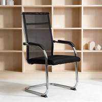 Silla de Oficina Ergonómica Reforzada con Malla Transpirable, Base Cromada Tipo Trineo, para Conferencias y Escritorio