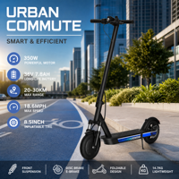 Trottinette électrique pliable à moteur 350W, suspension avant, frein à disque électronique double, idéale pour les trajets quotidiens en ville pour adultes - Vente Flash