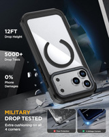 Coque transparente magnétique antichoc et anti-rayures JUNBO pour iPhone 18 17 16 15 Pro Max avec anneau magnétique puissant