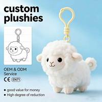 Porte-clés en peluche agneau personnalisé sur mesure, jouet en peluche personnalisé, porte-clés animal en peluche à prix abordable