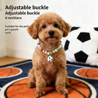 Collier ajustable pour chien et chat, accessoires mignons à thème sportif, perles de basket-ball et de football, chaîne de collier pour animaux de compagnie, bijoux décoratifs pour animaux