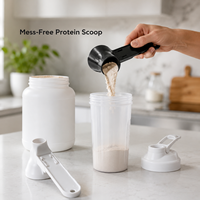 Entonnoir doseur anti-déversement pour protéines en poudre avec couvercle coulissant – Entonnoir portable pour compléments alimentaires pour bouteilles de shaker sportifs