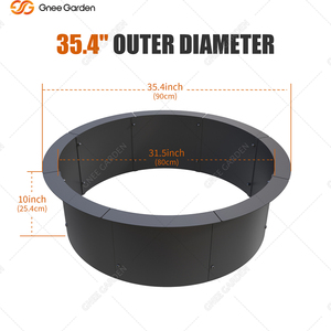 35.4 "Anneau de feu de camping noir Doublure de foyer en métal rond portable pour feux de camp en plein air et utilisation dans la cour - Product Image 5