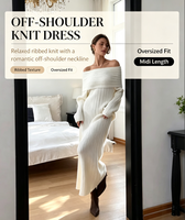 Robe pull douce et épaisse à col en V, coupe ajustée, côtelée, élégante et décontractée, à manches longues, avec logo frontal, idéale pour le printemps