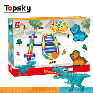 Dessin animé bricolage assembler dinosaure blocs de construction éducatif course piste Rail voiture ensemble lumière en plastique piste fente jouets - Product Image 6