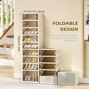 Zapatero de Plástico de 5 Niveles, Organizador de Zapatos que Ahorra <span class=keywords><strong>Espacio</strong></span>, Estante de Almacenamiento Apilable para Dormitorio o Entrada - Product Image 4