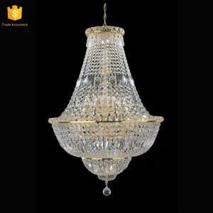 French Gold crystal pendant light 22" Width 31" Hight small chandelier for home
