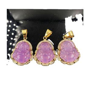 BMZ 2024 produk baru 36*27mm giok asli batu alam merah muda liontin Buddha Mini - Product Image 3