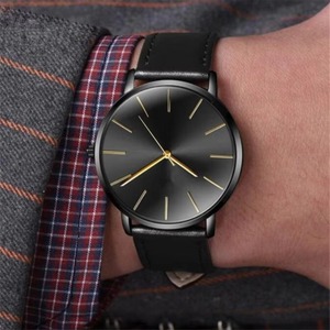 Reloj de Cuarzo Analógico Minimalista para Hombre con Esfera Redonda, Correa de Cuero PU, Elegante, Casual y Profesional - Product Image 5