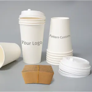 Disposable Kraft Party Paper Coffee Juice Cups 8oz 12 oz for Kids Oatmeal Porridge with PP Lids