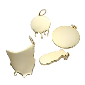 S925 High Polished Blank 18K Gold Plated Engraving Lasering Logo Irregular manufacturer Necklace Jewelry Silver Custom Pendant