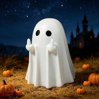 Adorno de Vinilo Creativo, Lindo y Peculiar con Forma de Fantasma de Halloween con Dedo Medio, Decoración de Escritorio, Portalápices, Regalo