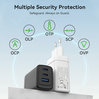 Chargeur rapide USB-C pour ordinateur portable PD 65W, chargeur mural rapide Type-C GaN 65W pour OnePlus Mobile Ugreen Oppo Dell Samsung