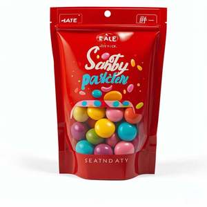 Emballage de sac alimentaire à fermeture éclair réutilisable pour fenêtre de dessin animé Vertical Candy Seal Sac en plastique et aluminium - Product Image 1