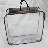 Sac d'emballage de stockage de couverture en vinyle transparent personnalisé avec poignées et panier de sac de rangement pliable pour vêtements sales