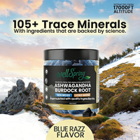 Gummies de Shilajit avec Ashwagandha, Crinière de lion, Mousse marine, Racine de bardane, Saveur Framboise bleue, 60 unités, Complément alimentaire à base de plantes OEM ODM