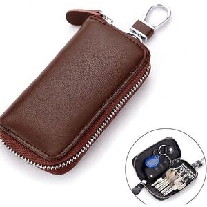 Custom logo Genuine Leather Solid Color Key Bags Simple Casual Waterproof Hand Bags Shape Car Key Coin Purses - Product Image 2