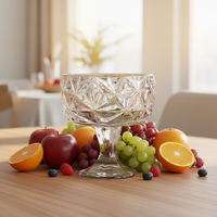 Verre à dessert à pied taillé diamant, motif étoile géométrique, bol large et peu profond, style bohème, compatible lave-vaisselle et alimentaire