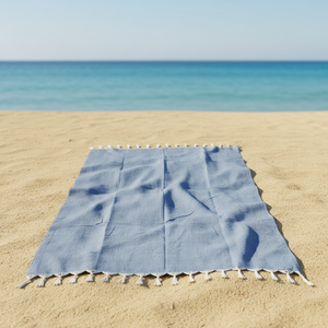 Telo Mare Turco Extra Large Personalizzabile con LOGO, 100% Cotone Tinta Unita, Peshtemal con Nappe, Pre-lavato, Anti-sabbia - Product Image 3
