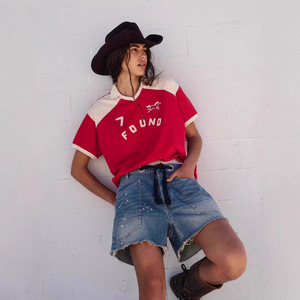 Lâche femmes Denim <span class=keywords><strong>Orts</strong></span> Multi Ket pantalons décontractés l taille cinq pouces de Long tricoté coton tissu été Faion - Product Image 1