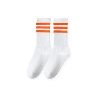 Chaussettes de sport mi-mollet pour femme, en polycoton, rayées, absorbantes, décontractées, tendance, pour le commerce transfrontalier, à aiguille simple