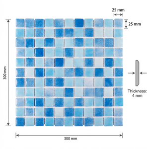 Mosaicos de Vidrio Exóticos en Tono <span class=keywords><strong>Azul</strong></span> <span class=keywords><strong>Caribe</strong></span> para la Construcción de Piscinas Infinitas de Lujo, Antideslizantes - Product Image 3