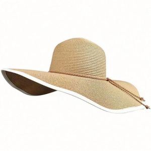 Sombrero de Sol de Ala Ancha Plegable de Papel Trenzado para Mujer, Ideal para Viajes y Playa, Verano - Product Image 1