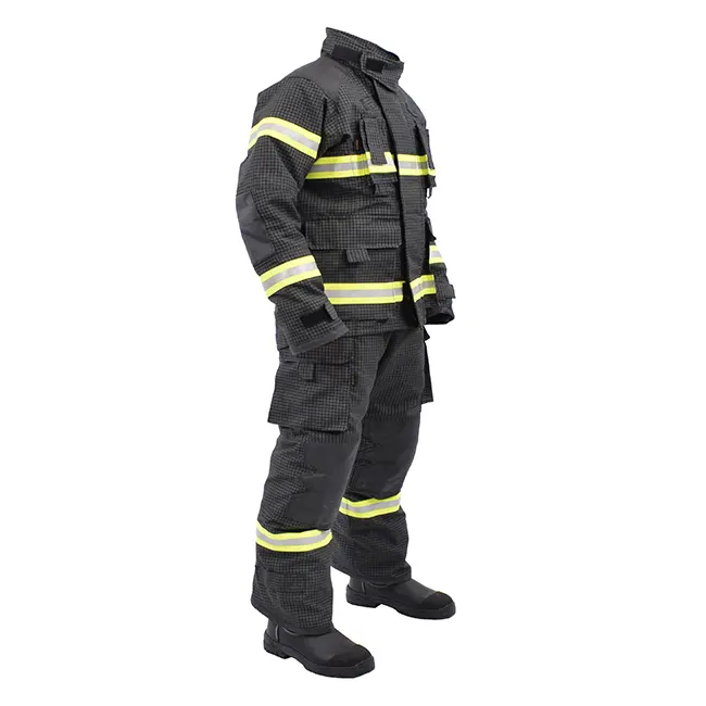 Venta directa de fábrica de China Nomex Fire Fighting Suit trajes de bombero negro Venta caliente