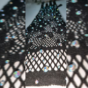 <span class=keywords><strong>Gants</strong></span> en dentelle à cinq doigts avec coude noir pour femmes de luxe avec strass maille accessoires de mariage de cérémonie longue Sexy pour dames - Product Image 5