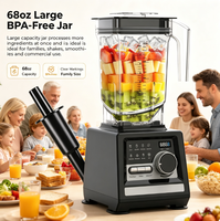 Blender électrique pour glace pilée, smoothies, boissons glacées et fruits, 1800W, capacité de 68 oz, 5+ vitesses et minuterie intégrée