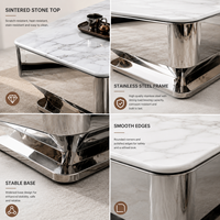 Table basse KTV minimaliste haut de gamme en acier inoxydable finition miroir pour mobilier de divertissement commercial