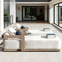 Chaise longue de luxe en teck moderne, résistante à l'eau et au soleil, pour piscine, jardin, terrasse, mobilier de loisirs en bois massif