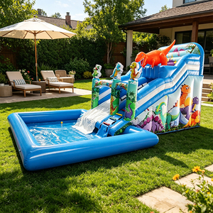 WINSUN Dinosaur PVC Inflatable Water Slide with Airtight Pool Customizable Size & Color for Outdoor Use - Product Image 1