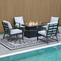 Ensemble de canapés d'hôtel de luxe modernes avec foyer mobilier de patio extérieur pour la plage et la villa canapés de jardin à cadre en aluminium