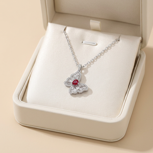 Nuevo colgante romántico de mariposa con diamantes y rubíes en oro blanco macizo de 14K AU585, tallado con tecnología CNC, joyería fina para mujer, uso diario. - Product Image 4