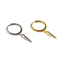 Pendientes de Plata de Ley S925 con Circonita Estilo Coreano, Regalos para Mujer, Pendientes de Aro con Borla Triangular