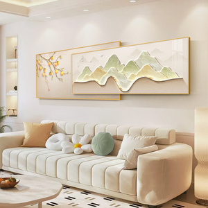 Venta directa de fábrica, paisaje de montaña, lujo moderno, 2 paneles, pintura de porcelana de cristal, arte de pared para decoración del hogar - Product Image 1