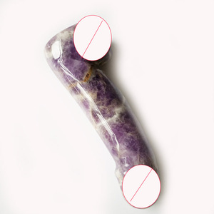 Çin üretici tedarik ametist noktası 17cm yapay penis seks oyuncakları masaj silindiri için şifa kristalleri taşlar - Product Image 1