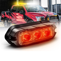 Lampu strobo 3 LED merah & biru, untuk dudukan kisi 12V DC lampu peringatan darurat untuk mobil, truk & Kendaraan darurat