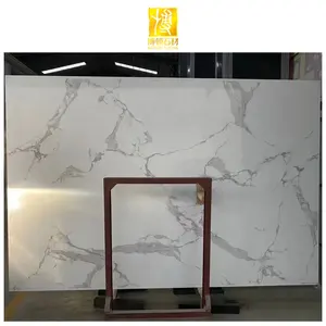 Artificial Stone Polished Kitchen Countertop White Synthetic Floor Marble Slabs