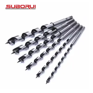 SUBORUI Carbon Steel Long Impact Hex Shank Screw Point Auger Wood Drill Bit for Wood Drilling