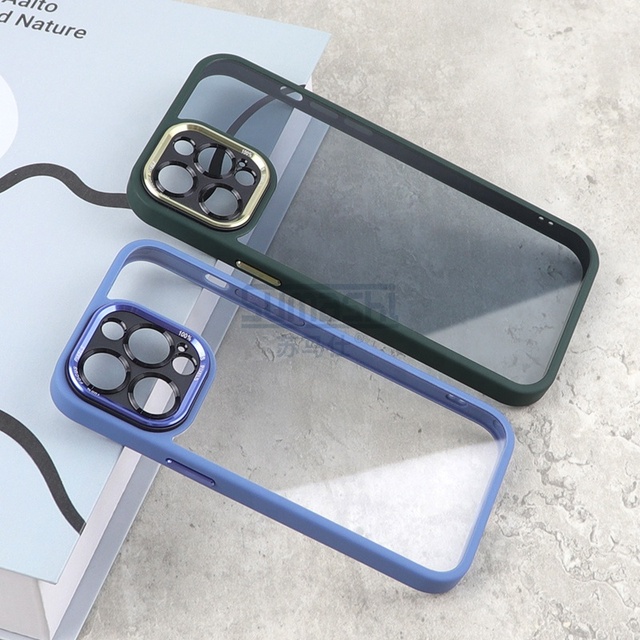 Clear TPU+PC Shockproof Phone Case Metal Camera Lens Frame Anti-Scratch Transparent Cover Professional for iPhone 15 Pro Max