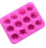 Moule à pâtisserie en silicone pour gâteau chocolat gelée pouding moules à dessert 12 trous avec fleur en forme de coeur