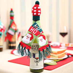Set de Decoración para Botellas de Vino Rojo de Navidad y Año Nuevo con Bufanda y Gorro Tejidos, Estilo Caramelo, Accesorios Navideños para Botellas de Vino - Product Image 6