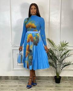 Ensemble <span class=keywords><strong>jupe</strong></span> <span class=keywords><strong>longue</strong></span> plissée pour femme, vêtements imprimés tendance, 2 pièces, collection <span class=keywords><strong>hiver</strong></span> <span class=keywords><strong>2022</strong></span> - Product Image 3