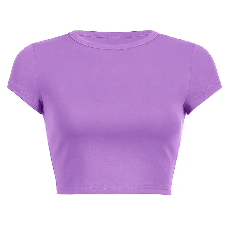 Fabricants OEM vente en gros de coton de haute qualité pour bébé t-shirt femmes crop top imprimé personnalisé crop tops